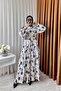Women's Linen Patterned Hijab Dress Sms002 - Black