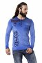 Cl527 Buttoned Basic Blue Sweatshirt