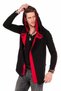 Men's Black Hooded Loose Red Sweat Cardigan - 2