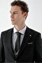 Men's Black Checkered Combination Slim Fit Suit - 6