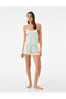 Lace Detailed Blueberry Printed Strap Shorts Pajama Set - 2