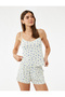 Lace Detailed Blueberry Printed Strap Shorts Pajama Set - 3