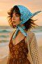 Betty Bands Bandana Retro Blue Pattern Satin Scarf - Vintage Headscarf with Scarf Tie - 6