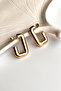 Women's Gold Color Vip Rectangular Model Stainless Steel Earrings – Tarnish-Free & Stylish Design - 5