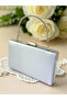 Silver Gray Color Waterway Patterned Satin Women's Evening Dress Bag