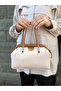Nçs Cream Tan Soft Leather Textured Stylish and Useful Women's Hand & Shoulder Bag (24X17Cm) - 3