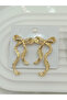 Women's Gold Color Long Bow Model Earrings – Elegant, Shiny and Modern Design - 6