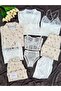 Ecru Müberra Satin Boxed 9 Piece Giant Pajamas Nightgown Underwear Dowry Set
