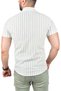 Men's White-Green Slim Fit Lycra Sports Shirt Slim Fit Striped Short Sleeve Shirt 2501218 - 5