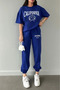 Oversize Tennis Sweatpants and T-Shirt - Jogger T-Shirt Bottom Top Tracksuit Set Crew Neck - 2
