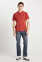 100% Cotton Regular Fit Normal Cut Brick Color Polo Neck T-Shirt - 5
