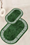 Printed Non-Slip Base Washable Framed Oval Bath Mat Set of 2 Toilet Mats - 7