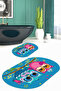 Printed Non-Slip Base Washable Owl Pattern Oval Bath Mat Set of 2 Toilet Seat Covers - 8