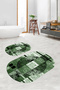 Digital Printed Non-Slip Base Washable Oval Bath Mat Set of 2 Toilet Seat Covers - 6
