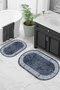 Printed Non-Slip Base Washable Framed Oval Bath Mat Set of 2 Toilet Mats - 5