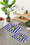 Printed Non-Slip Base Washable Flower Pattern Oval Bath Mat Set of 2 Toilet Seat Covers - 8