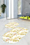 Printed Non-Slip Base Washable Flower Pattern Oval Bath Mat Set of 2 Toilet Seat Covers