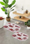 Printed Non-Slip Base Washable Cactus Pattern Oval Bath Mat Set of 2 Toilet Seat Covers - 8