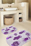 Printed Non-Slip Base Washable Cactus Pattern Oval Bath Mat Set of 2 Toilet Seat Covers - 7