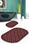 Digital Printed Non-Slip Base Washable Oval Bath Mat Set of 2 Toilet Seat Covers - 2