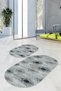 Digital Non-Slip Base Washable Floral Oval Bath Mat Set of 2 Toilet Seat Covers - 8