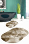Printed Non-Slip Base Washable Flower Pattern Oval Bath Mat Set of 2 Toilet Seat Covers - 8