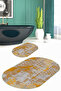 Digital Printed Non-Slip Base Washable Oval Bath Mat Set of 2 Toilet Seat Covers - 5