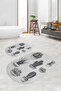 Printed Non-Slip Base Washable Cactus Pattern Oval Bath Mat Set of 2 Toilet Seat Covers - 3