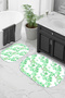 Printed Non-Slip Base Washable Flower Pattern Oval Bath Mat Set of 2 Toilet Seat Covers - 3