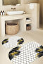 Digital Non-Slip Base Washable Flower Pattern Oval Bath Mat Set of 2 Toilet Seat Covers - 4