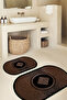 Digital Printed Non-Slip Base Washable Oval Bath Mat Set of 2 Toilet Seat Covers - 3