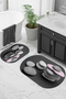 Digital Printed 3D Non-Slip Base Washable Oval Bath Mat Set of 2 Toilet Seats - 3