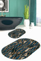 Digital Non-Slip Base Washable Oval Bath Mat Set of 2 Toilet Seat Covers - 6