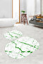 Printed Non-Slip Base Washable Marble Pattern Oval Bath Mat Set of 2 Toilet Mats - 5