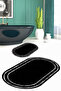 Printed Non-Slip Base Washable Framed Oval Bath Mat Set of 2 Toilet Mats - 3