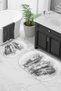3D Printed Non-Slip Base Washable Oval Bath Mat Set of 2 Toilet Seat Covers - 6