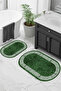 Printed Non-Slip Base Washable Framed Oval Bath Mat Set of 2 Toilet Mats - 5