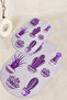 Printed Non-Slip Base Washable Cactus Pattern Oval Bath Mat Set of 2 Toilet Seat Covers - 6