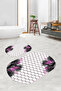 Digital Non-Slip Base Washable Flower Pattern Oval Bath Mat Set of 2 Toilet Seat Covers - 8