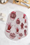 Printed Non-Slip Base Washable Cactus Pattern Oval Bath Mat Set of 2 Toilet Seat Covers - 5