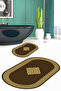 Printed Non-Slip Base Washable Framed Oval Bath Mat Set of 2 Toilet Mats - 3