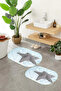3D Printed Non-Slip Base Washable Oval Bath Mat Set of 2 Toilet Seat Covers