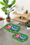 Printed Non-Slip Base Washable Owl Pattern Oval Bath Mat Set of 2 Toilet Seat Covers - 7