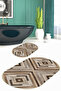 Digital Printed Non-Slip Base Washable Oval Bath Mat Set of 2 Toilet Seat Covers - 6