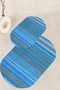 Digital Printed Non-Slip Base Washable Oval Bath Mat Set of 2 Toilet Seat Covers
