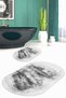 3D Printed Non-Slip Base Washable Oval Bath Mat Set of 2 Toilet Seat Covers - 3