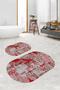 Digital Printed Non-Slip Base Washable Oval Bath Mat Set of 2 Toilet Seat Covers - 8