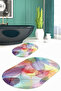 Printed Non-Slip Base Washable Flower Pattern Oval Bath Mat Set of 2 Toilet Seat Covers - 8