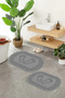 Digital Non-Slip Base Washable Footprint Pattern Oval Bathroom Mat Set of 2 Toilet Mats - 2