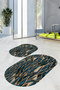 Digital Non-Slip Base Washable Oval Bath Mat Set of 2 Toilet Seat Covers - 7